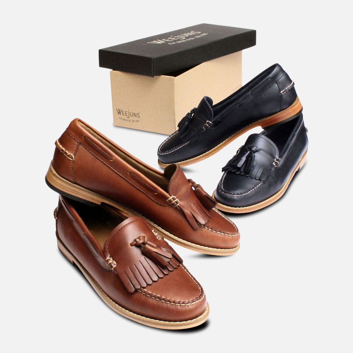 Waxy Navy Blue Ladies Bass Tassel Loafer