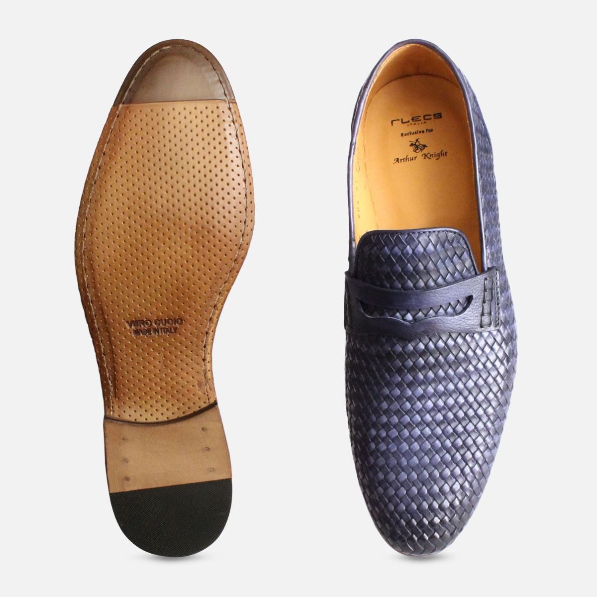 Weave Loafers in Navy Blue by Arthur Knight