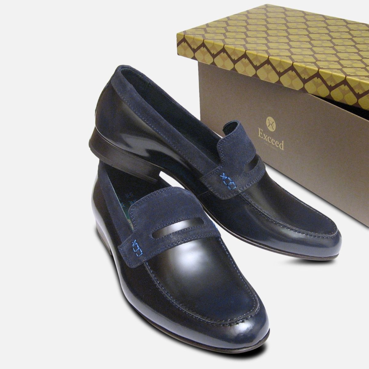 Vanquish Designer Loafers in Antique Navy Blue by Exceed Shoes