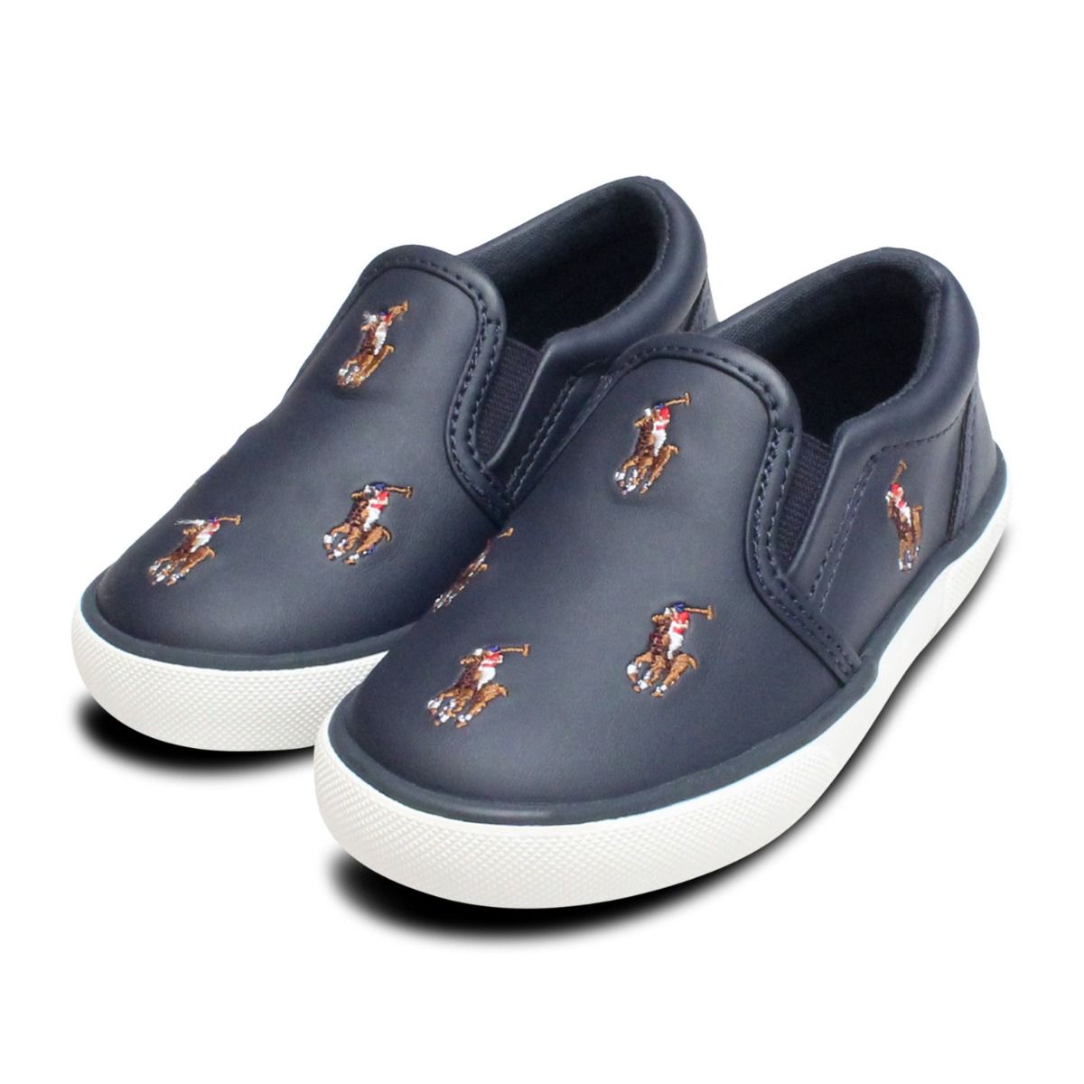 Polo by Ralph Lauren Navy Blue Loafers Ralph Lauren Navy Blue Slippers with Multi Colour Polo Logo main image 3