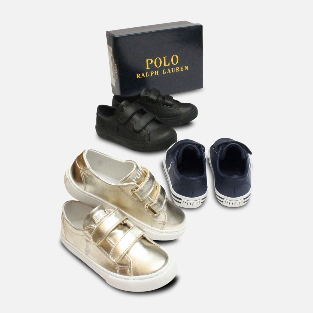 Navy Blue Ralph Lauren Polo Kids Slater EZ Shoes