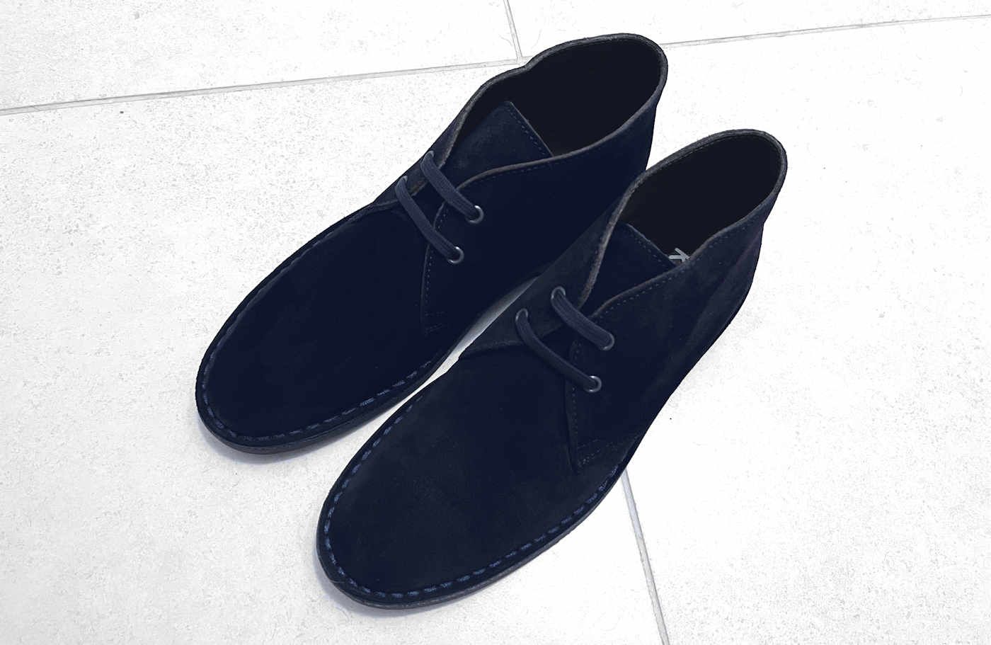 Navy Blue Suede Mens Desert Boots display picture 2