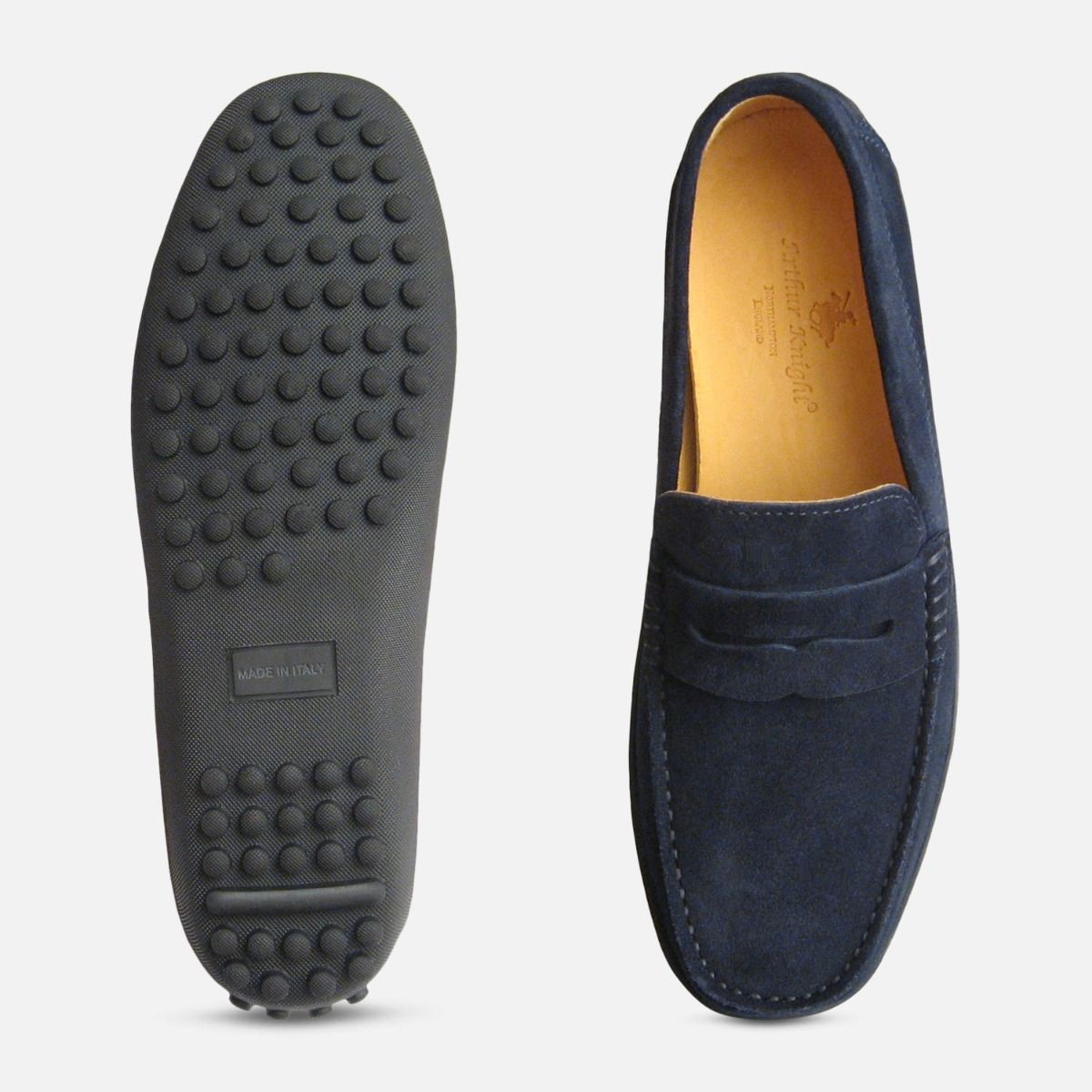 Navy Blue Suede Rubber Driving Shoes