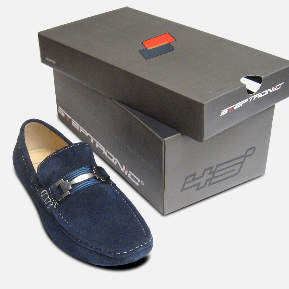 Designer Navy Blue Suede Loafers by Steptronic Delta Shoes