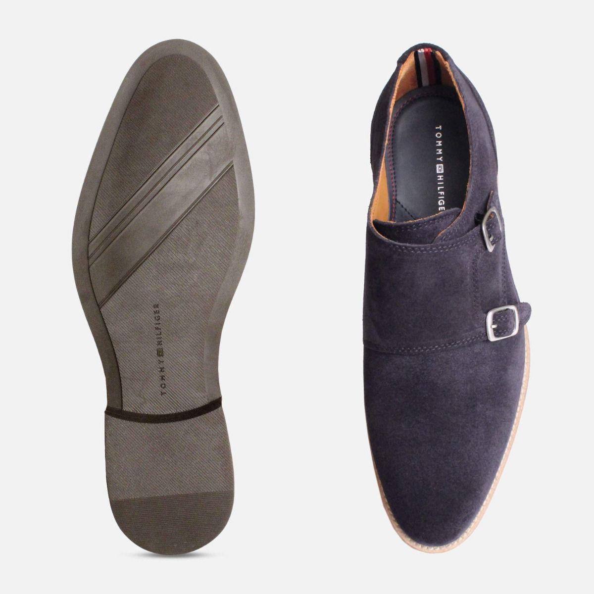 Monk Strap Tommy Hilfiger Shoes in Navy Blue Suede