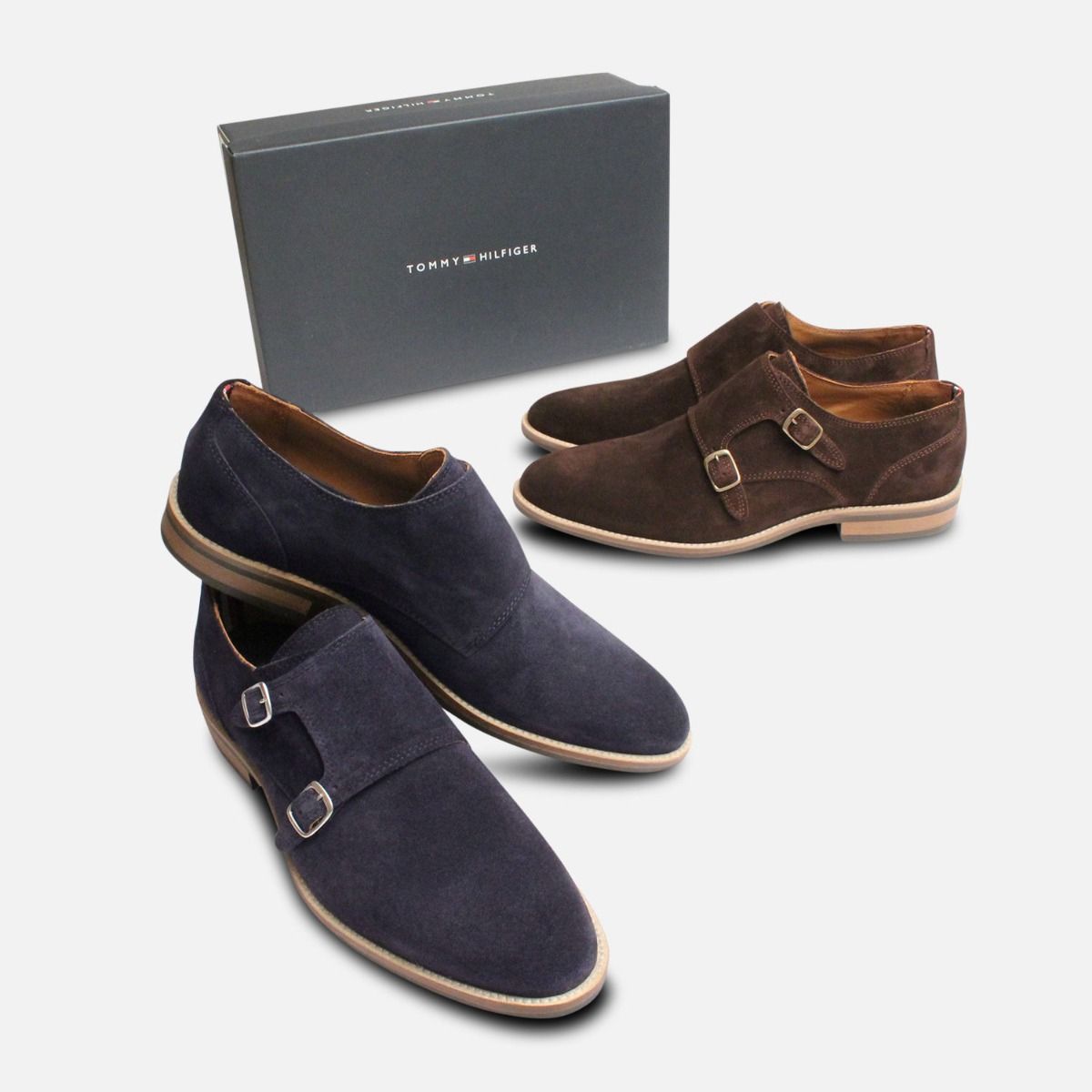 Monk Strap Tommy Hilfiger Shoes in Navy Blue Suede