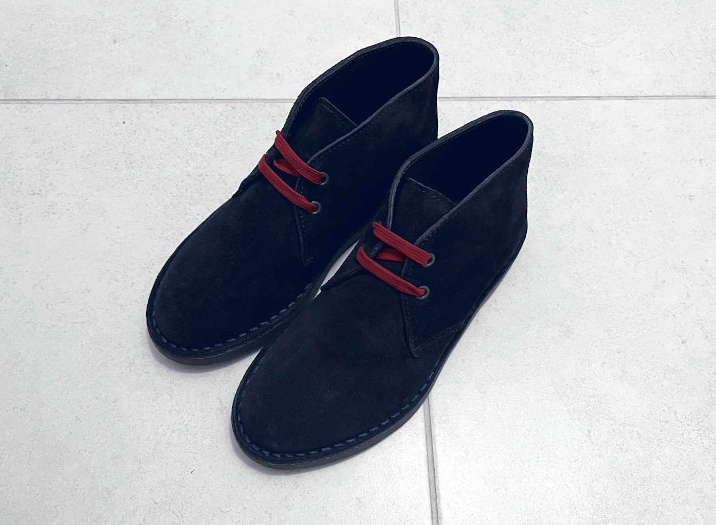 Navy Blue Italian Suede Womens Desert Boots display picture 1