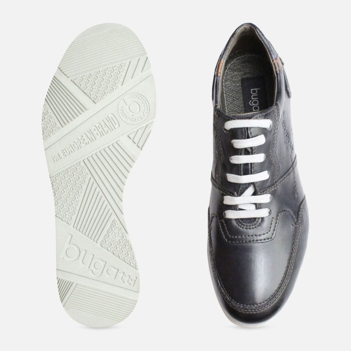 Designer Lace Up Navy Blue Bugatti Trainers