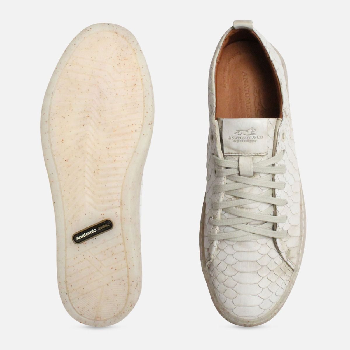 Off White Crocodile Anatomic & Co Leather Trainers