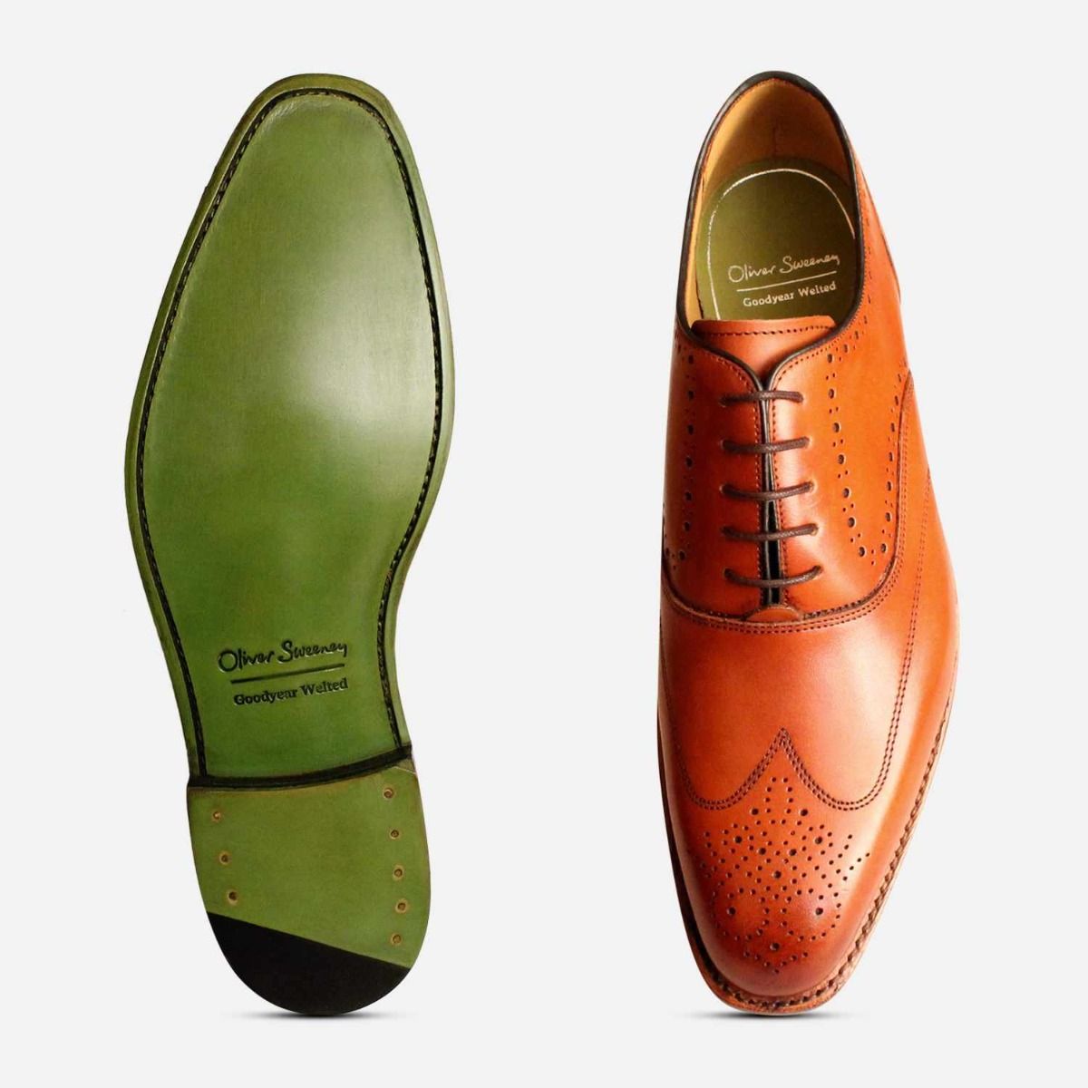 Oliver Sweeney Designer Mens Oxford Brogues in Dark Tan