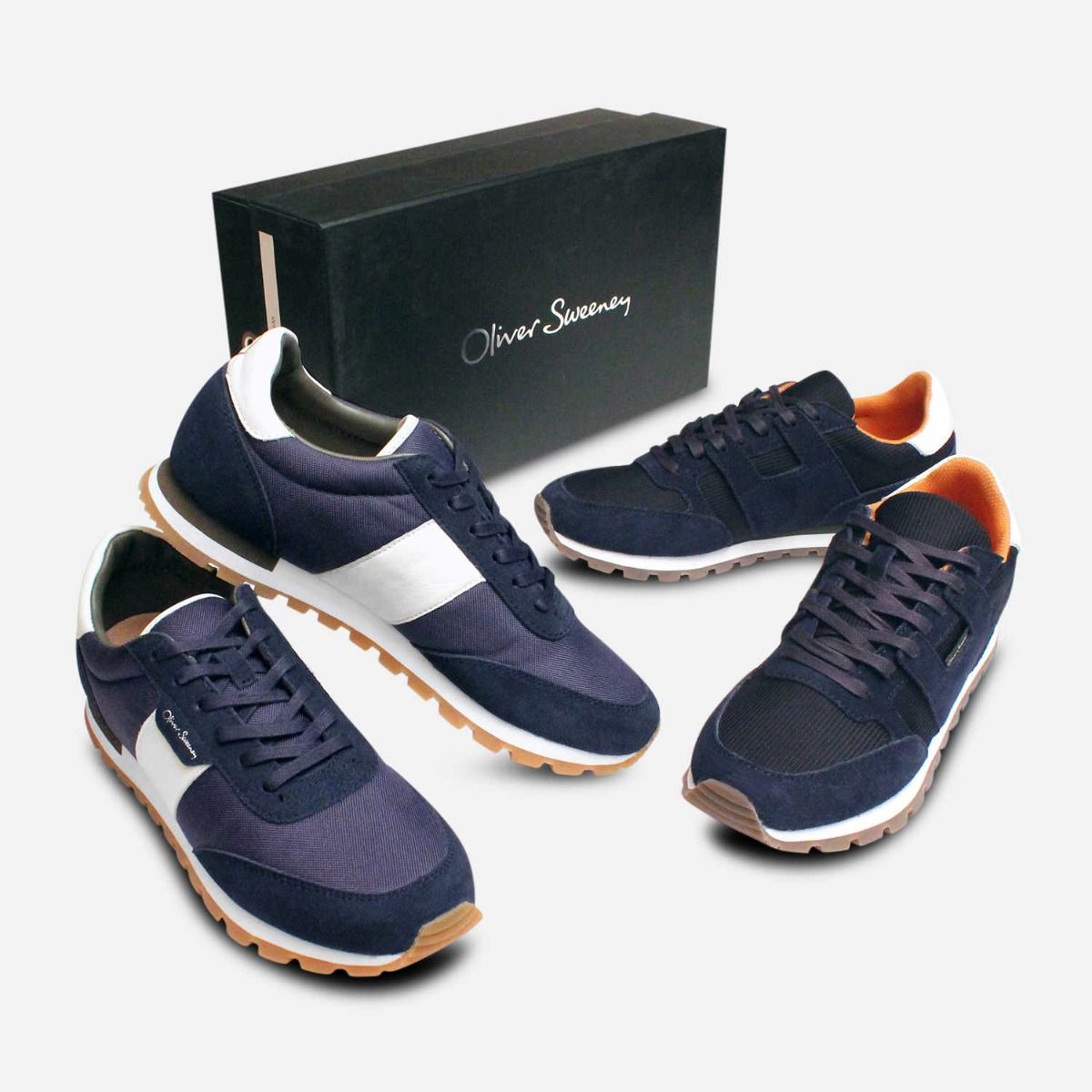 Oliver Sweeney Designer Luxury Navy Blue Lace Up Sneakers