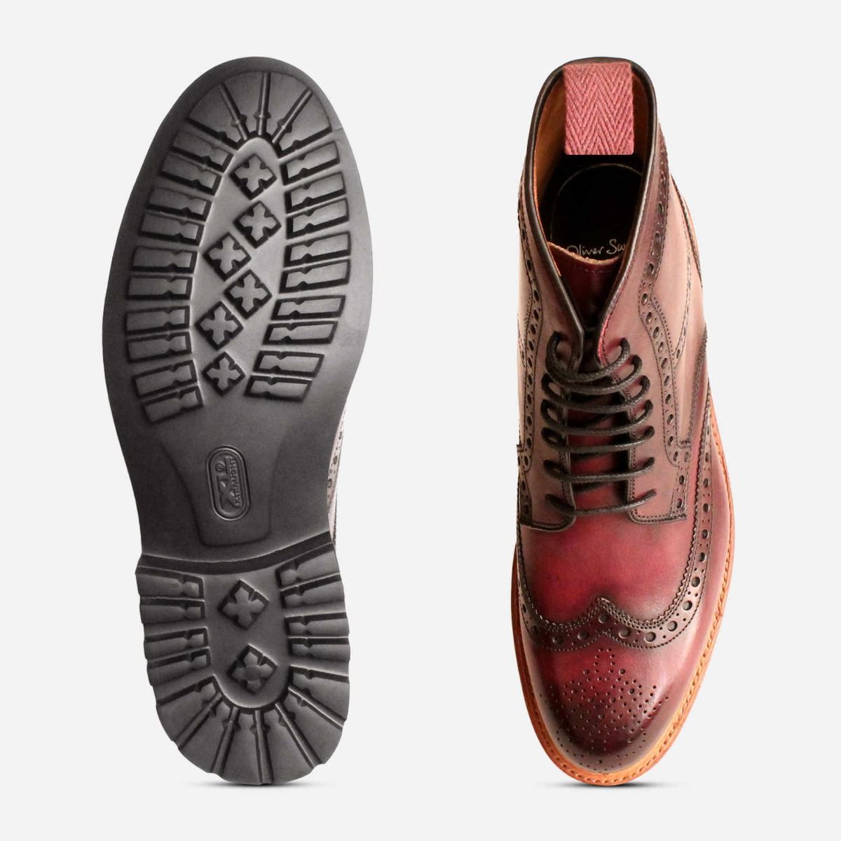 Oliver Sweeney Designer Liscolman Burgundy Country Brogue Boots