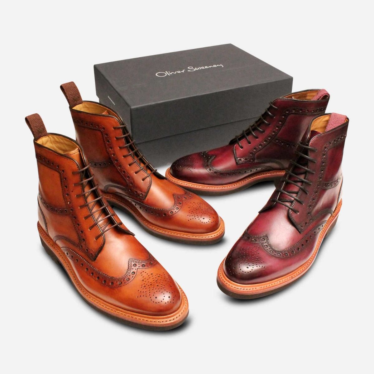 Oliver Sweeney Designer Liscolman Burgundy Country Brogue Boots