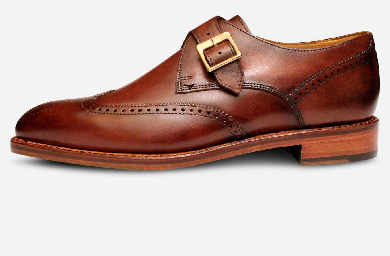 Sweeney London Marston brown leather monk strap Oxford dress shoe men\'s sz 10M The Olivier Single Monk Strap - Marrone Brown – Paul Evans main image 4