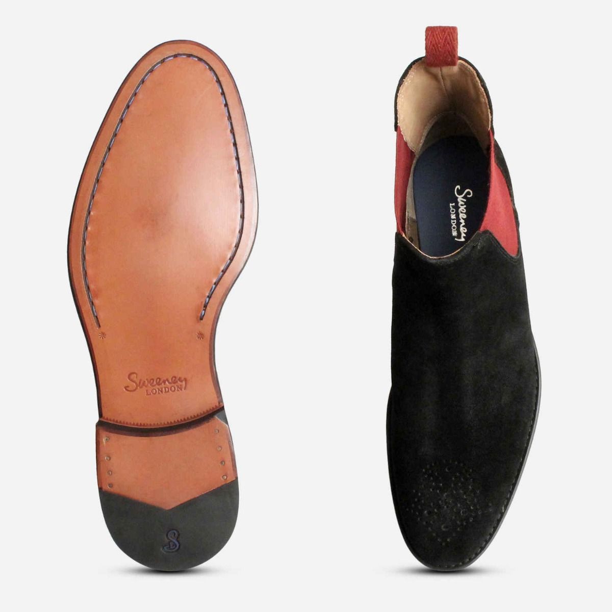 Black Suede & Burgundy Oliver Sweeney Chelsea Boots