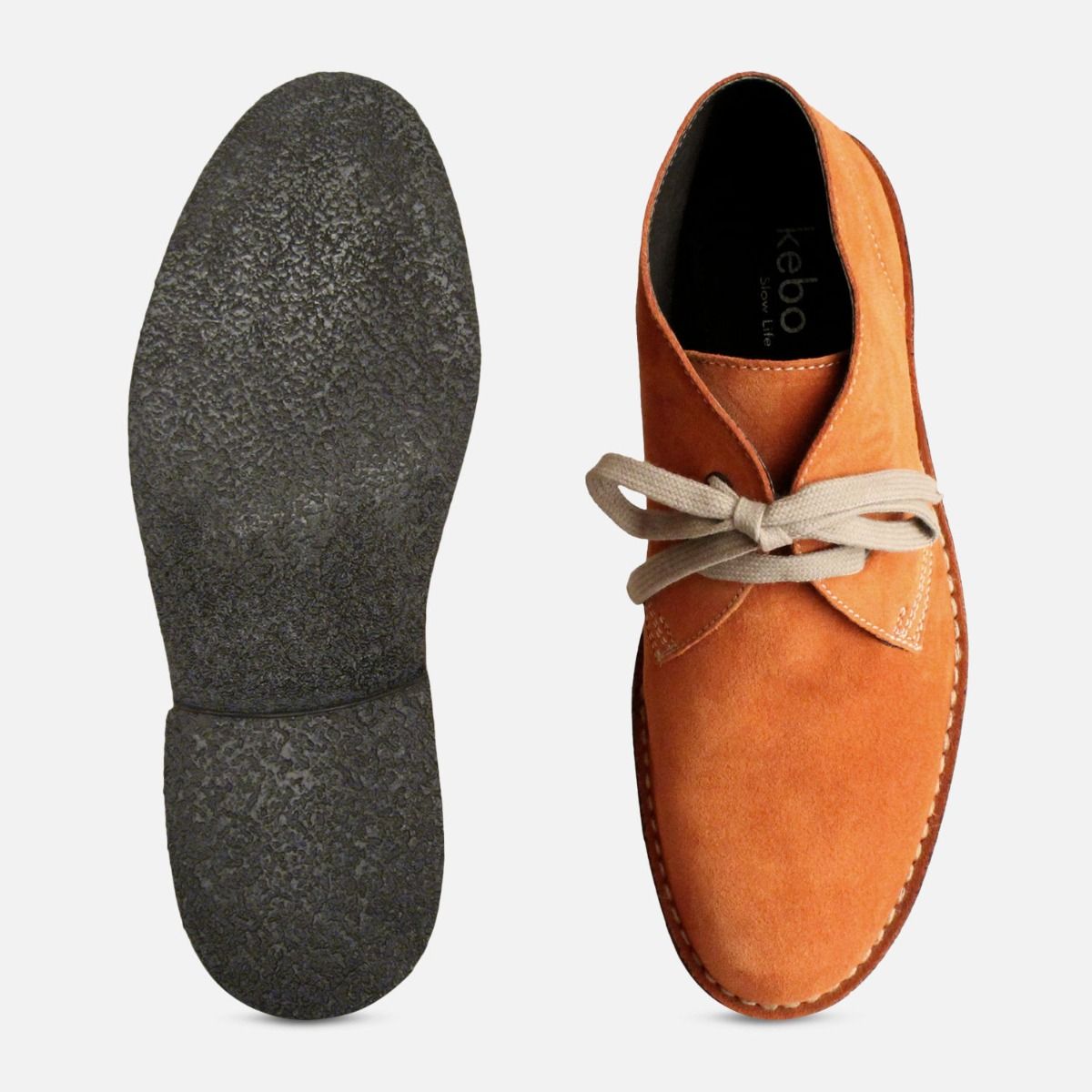 Burnt Orange Suede Italian Mens Desert Boots