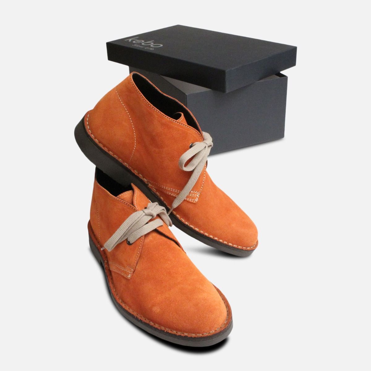 Burnt Orange Suede Italian Mens Desert Boots