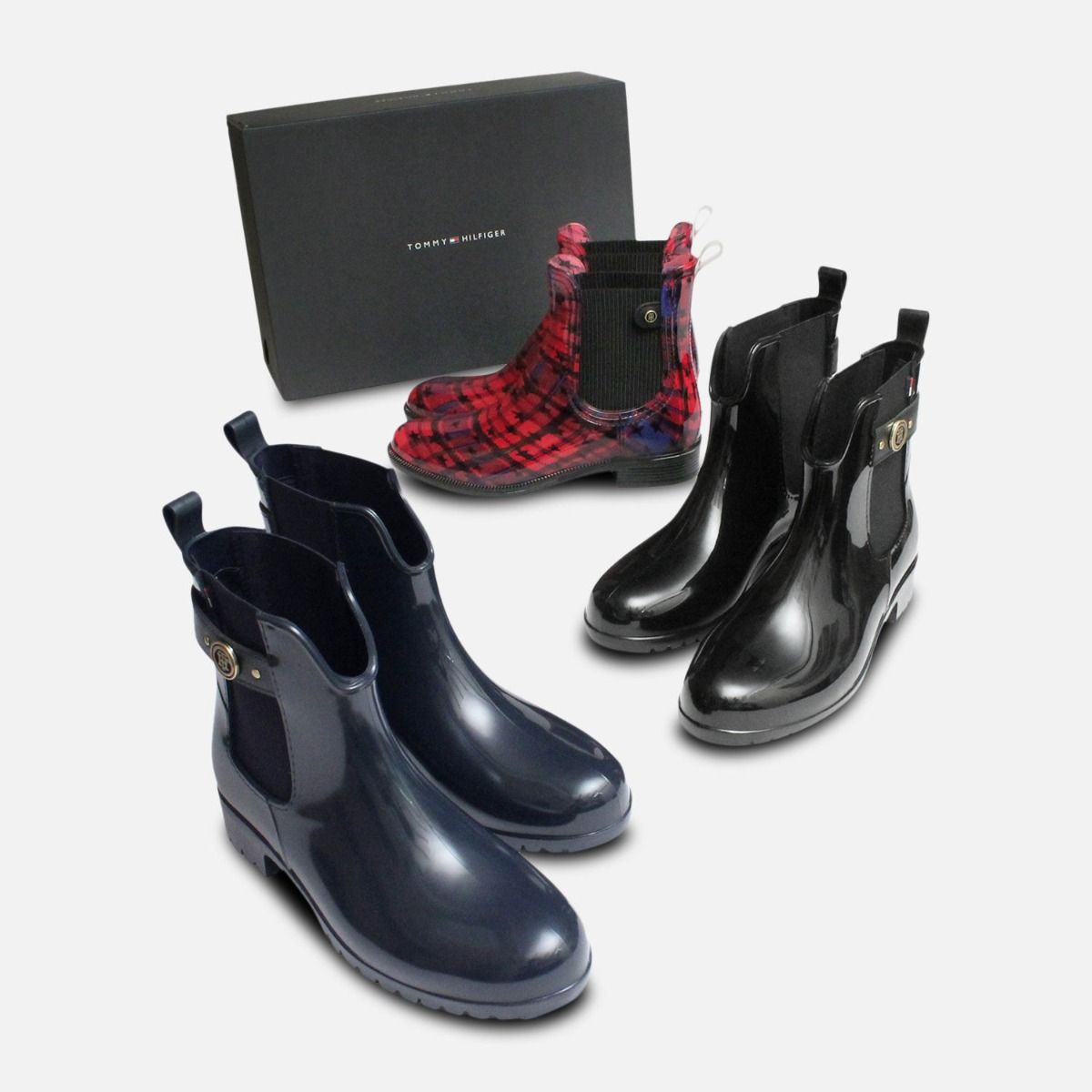 Black Oxley Chelsea Wellies by Tommy Hilfiger Boots