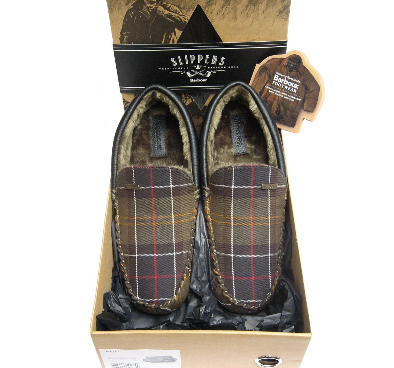 Barbour Mens Monty Check Slipper with Fur Lining