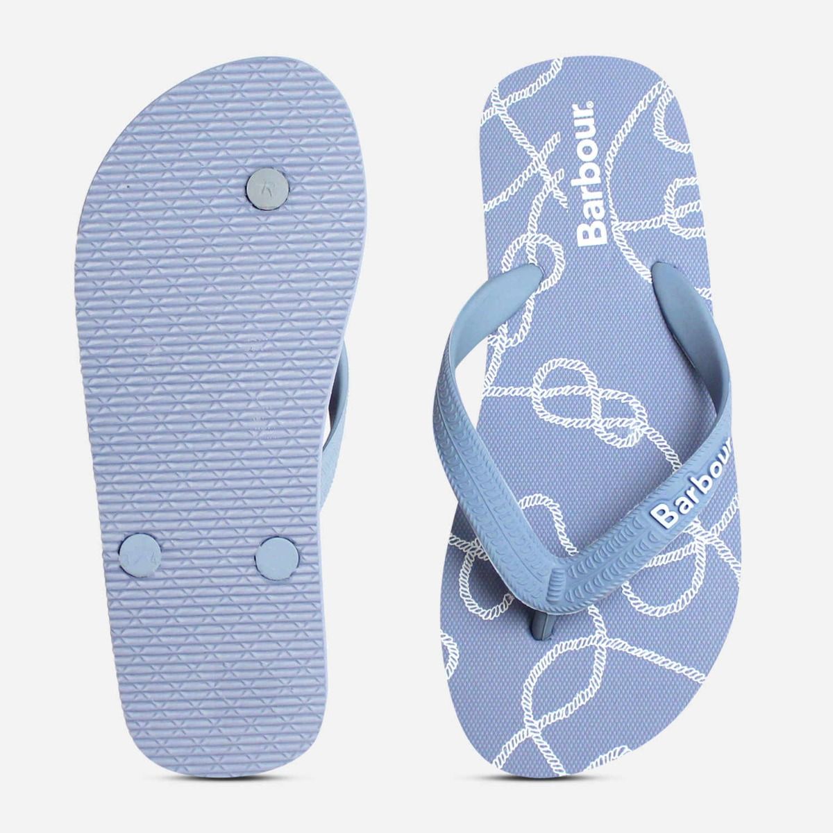 Barbour Pale Blue Womens Rope Print Flip Flop Sandals