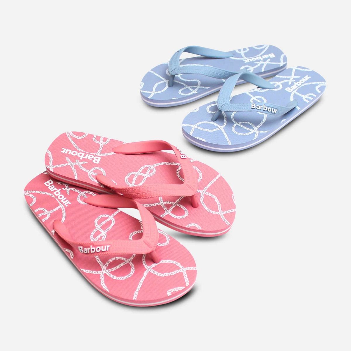 Barbour Pale Blue Womens Rope Print Flip Flop Sandals