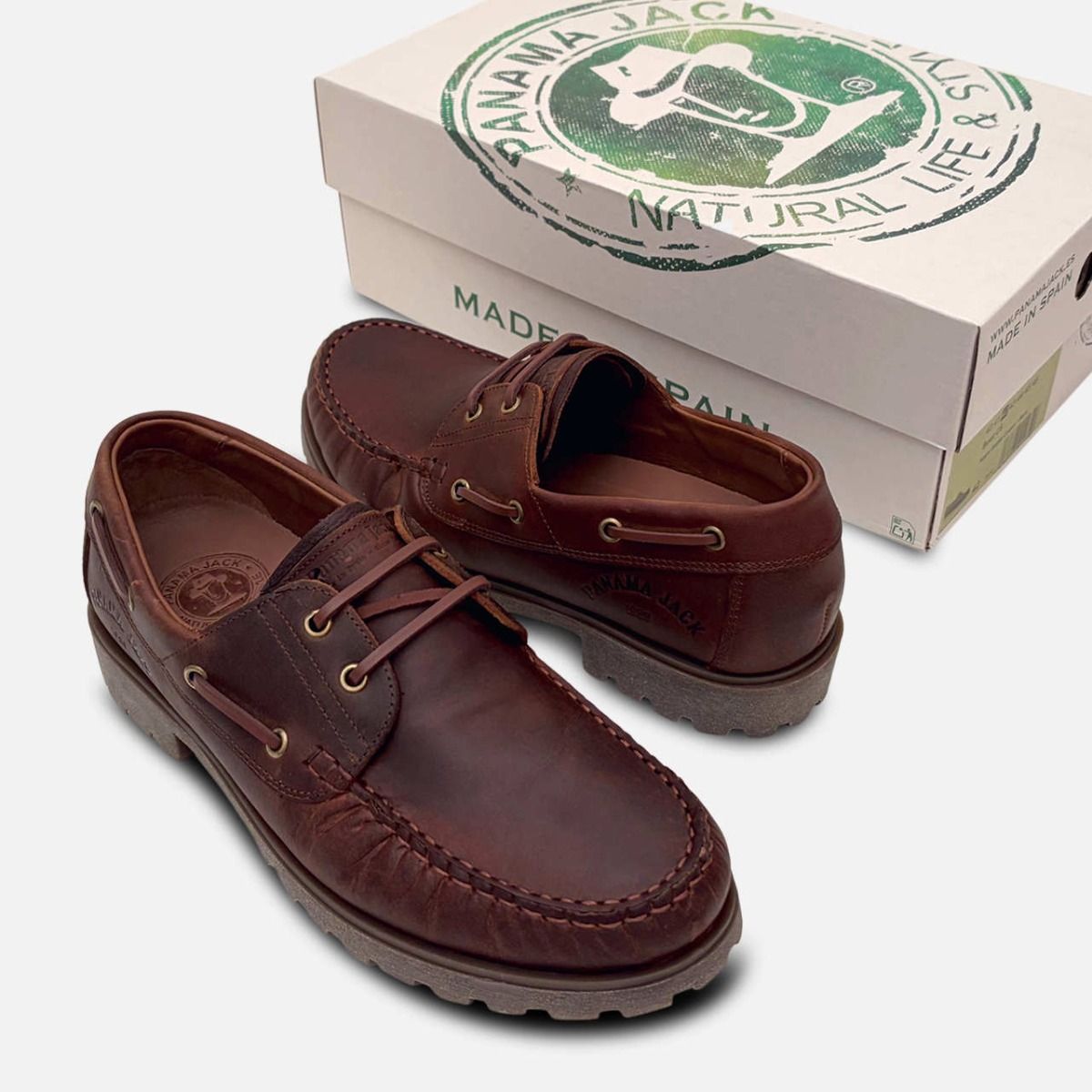 Panama Jack Waxy Brown Bark Mens Premium Boat Shoes