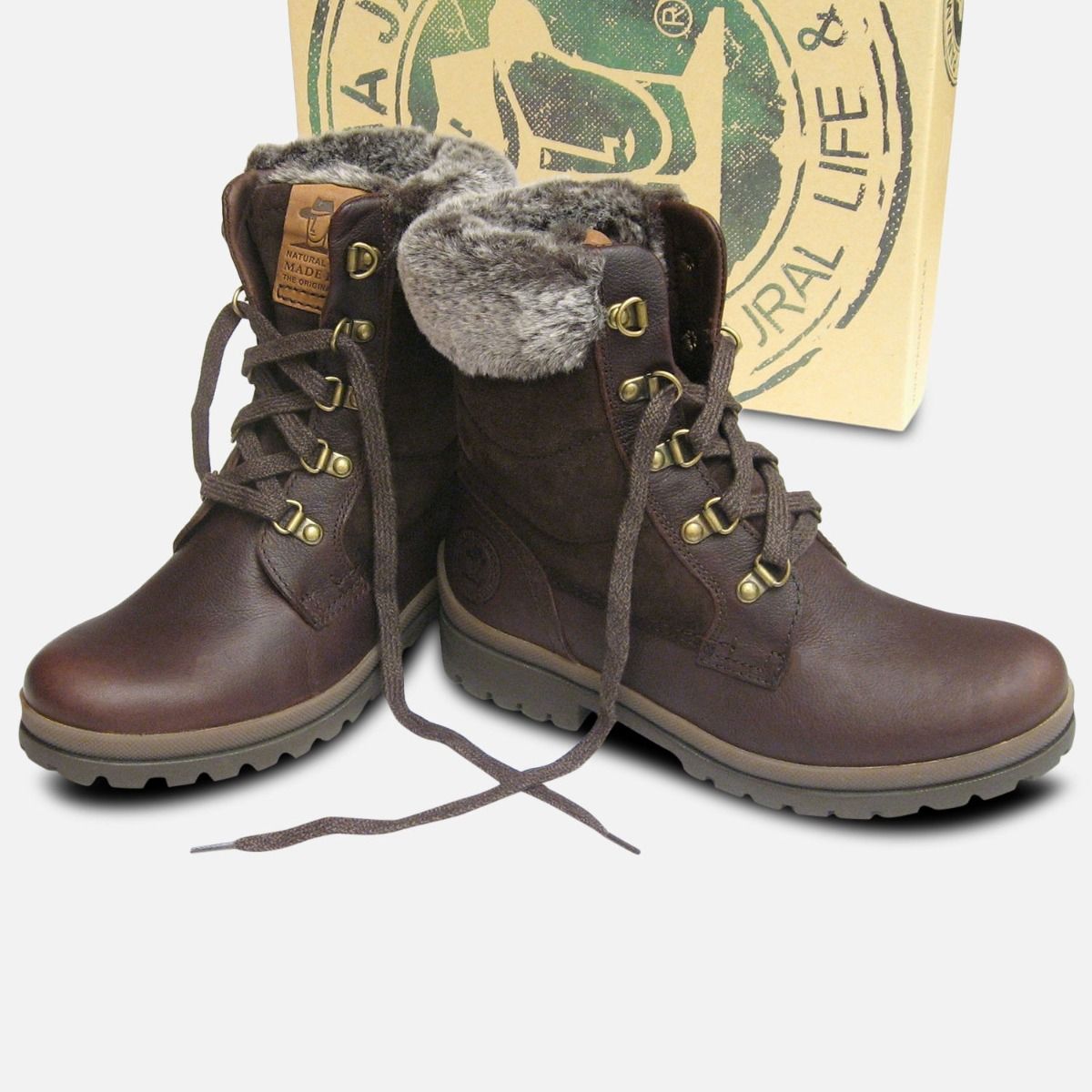 Ladies Tuscani B2 Dark Brown Hanava Joe Fur Boots