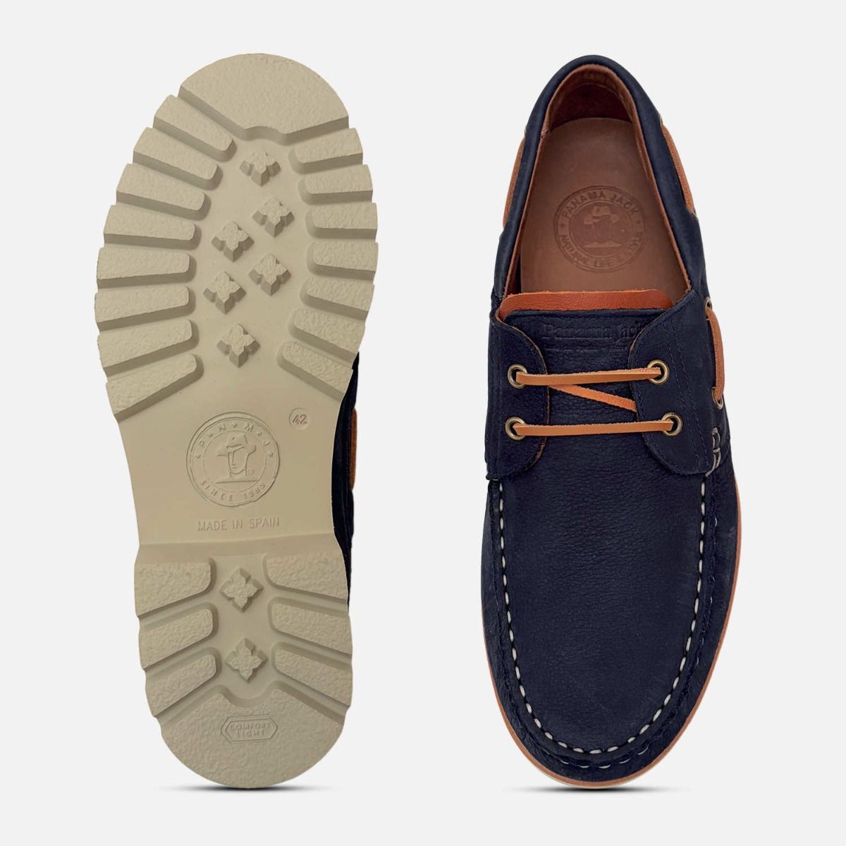 Panama Jack Mens Navy Blue Nubuck Boat Shoes