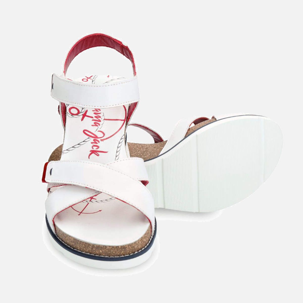 Panama Jack Ladies White Leather Crossover Heel Sandals
