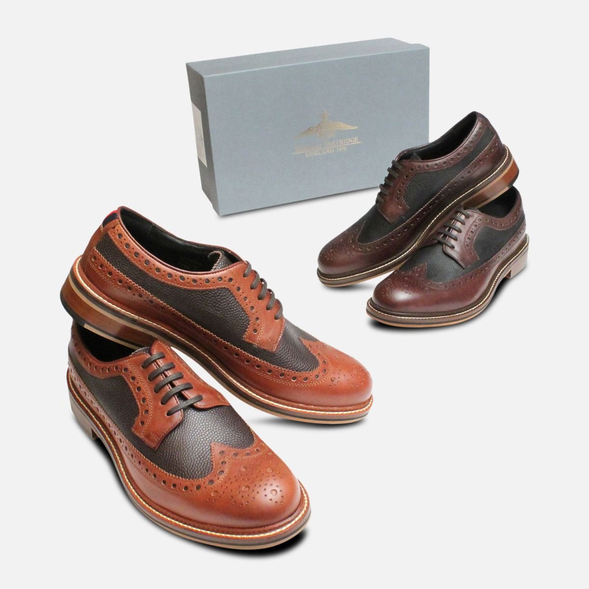 Tan Wingtip Two Tone Brogues by Thomas Partridge