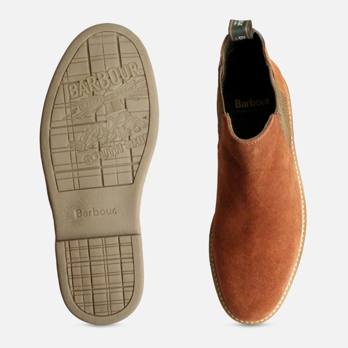 Barbour Penshaw Rust Suede Chelsea Boots for Men