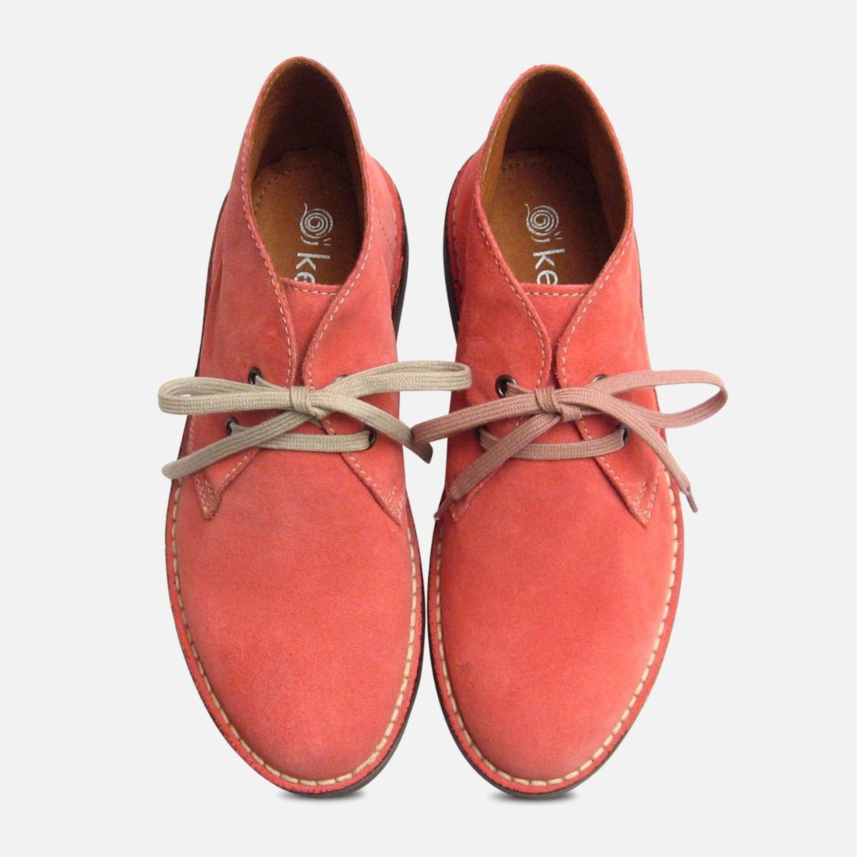 Ladies Begonia Pink Suede Italian Desert Boots