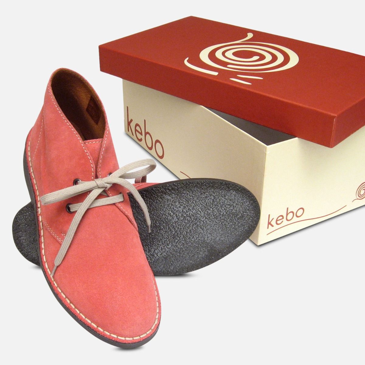Ladies Begonia Pink Suede Italian Desert Boots