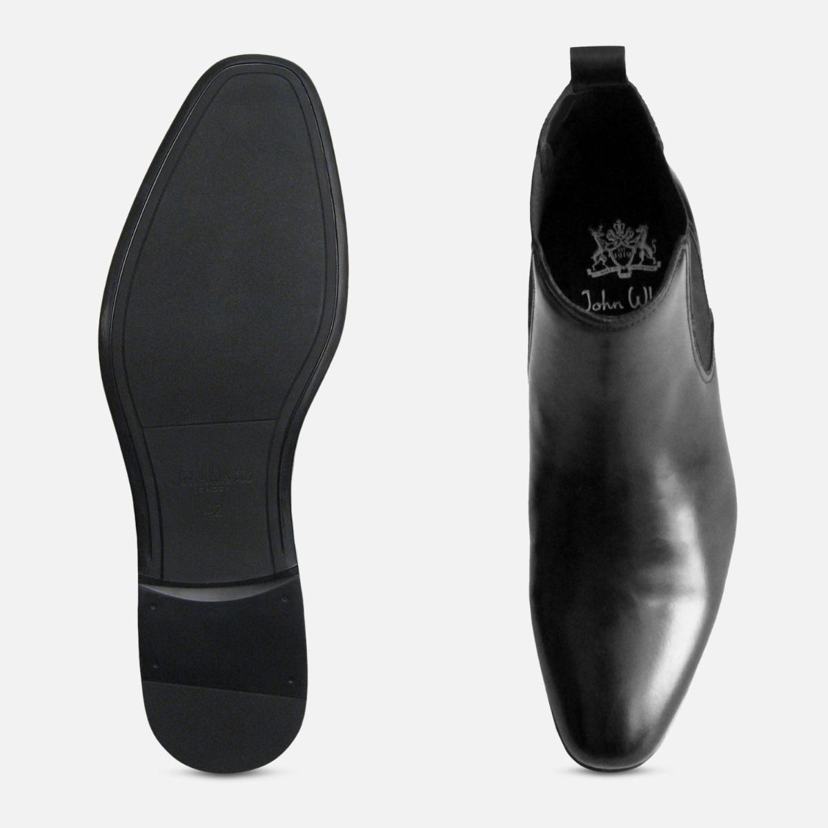 Formal Black John White Chelsea Boot with Rubber Sole