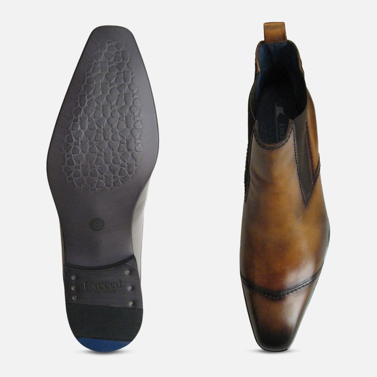 Tan Leather Bison Chelsea Boots by Exceed