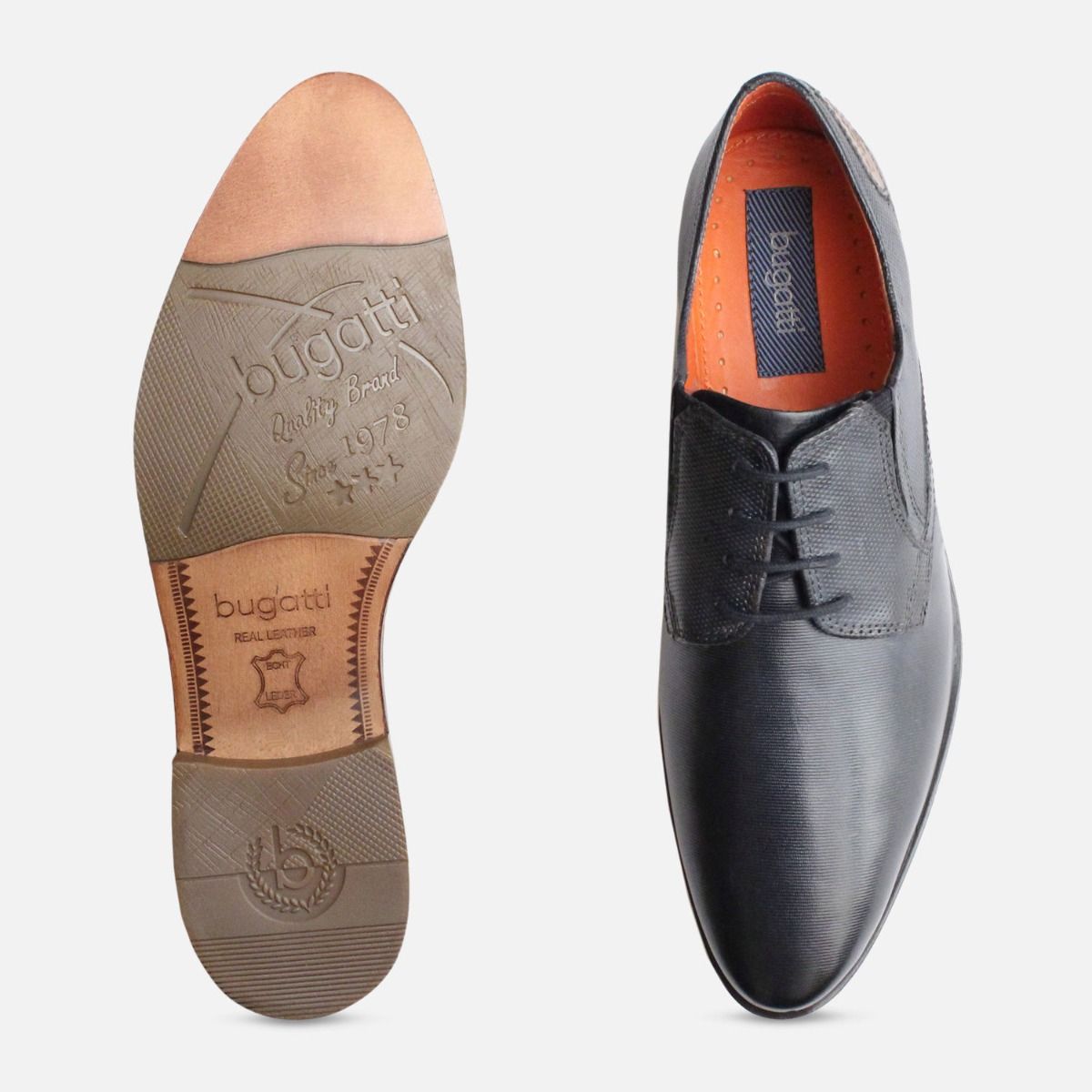 Navy Blue Formal Pointed Bugatti Shoes