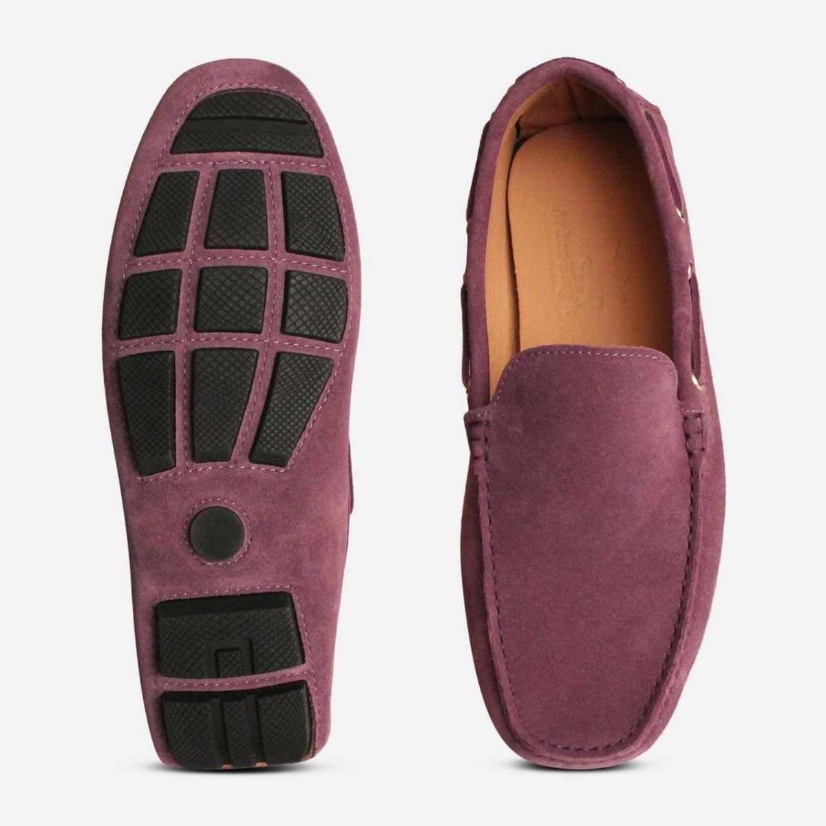 Purple Suede Italian Moccasin Shoes for Men