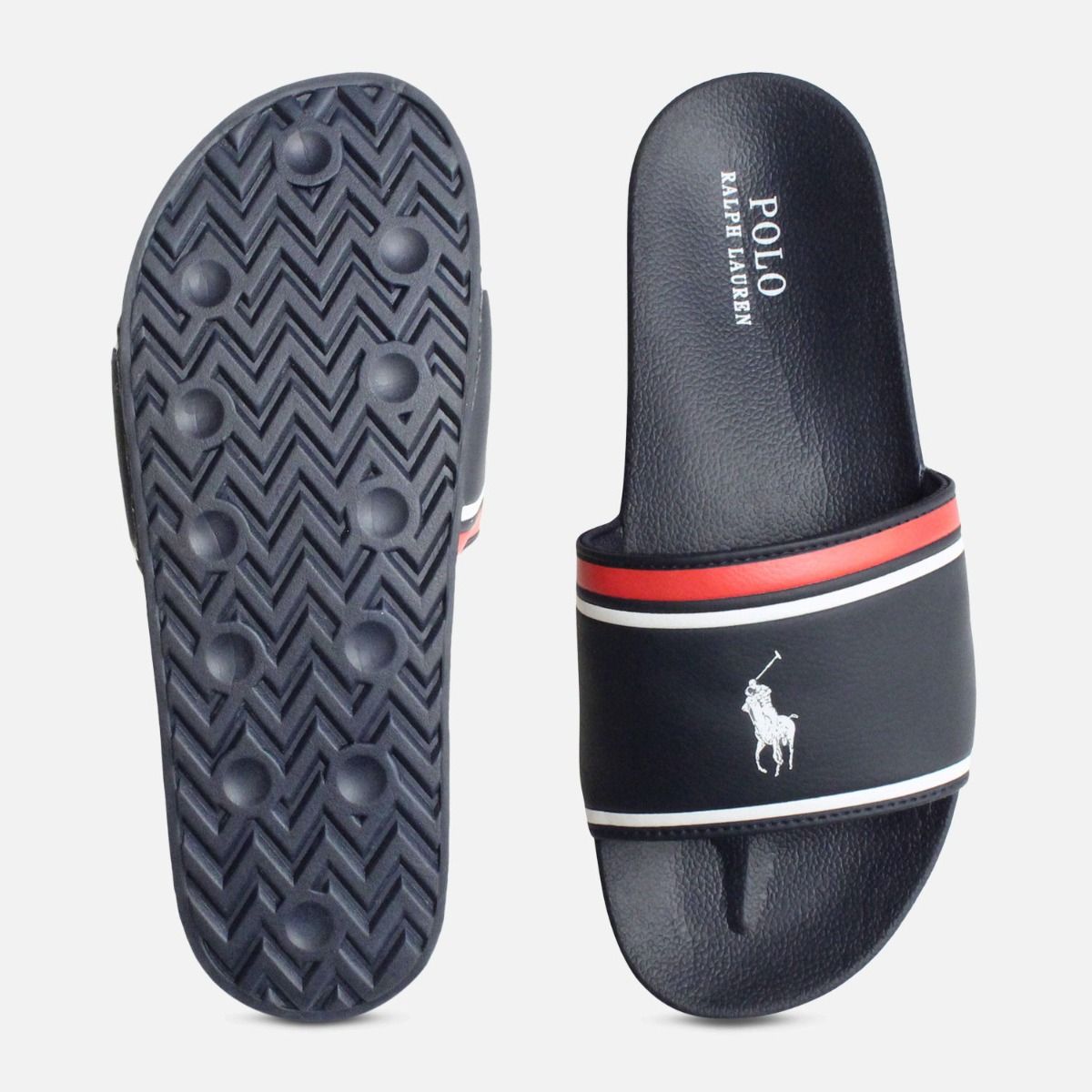Navy Blue White Ralph Lauren Quilton Slide Sandal