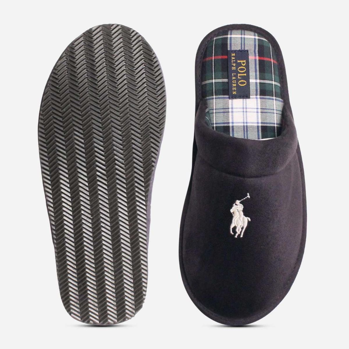 Ralph Lauren Navy Blue Slippers with White Polo Logo