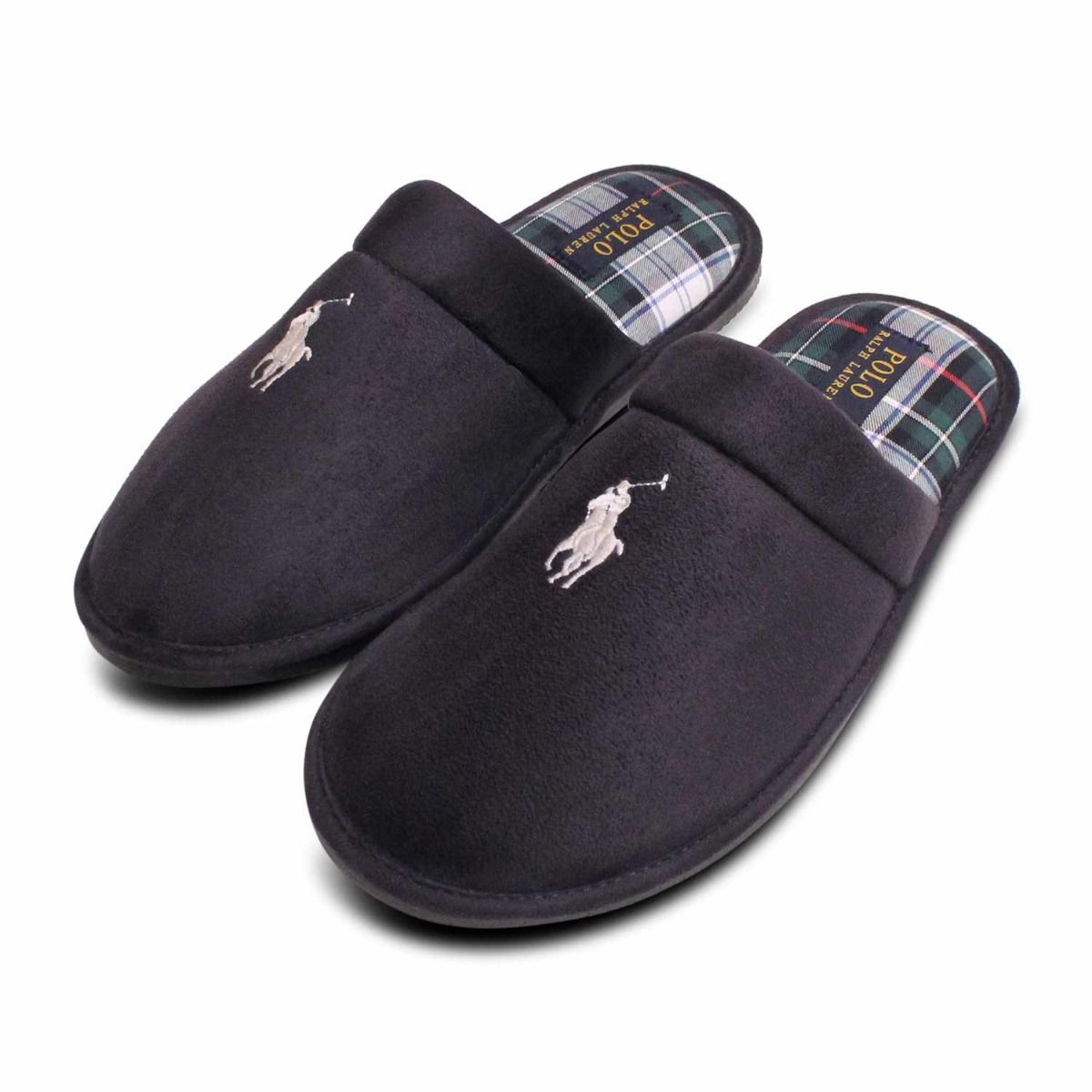 Ralph Lauren Navy Blue Slippers with White Polo Logo