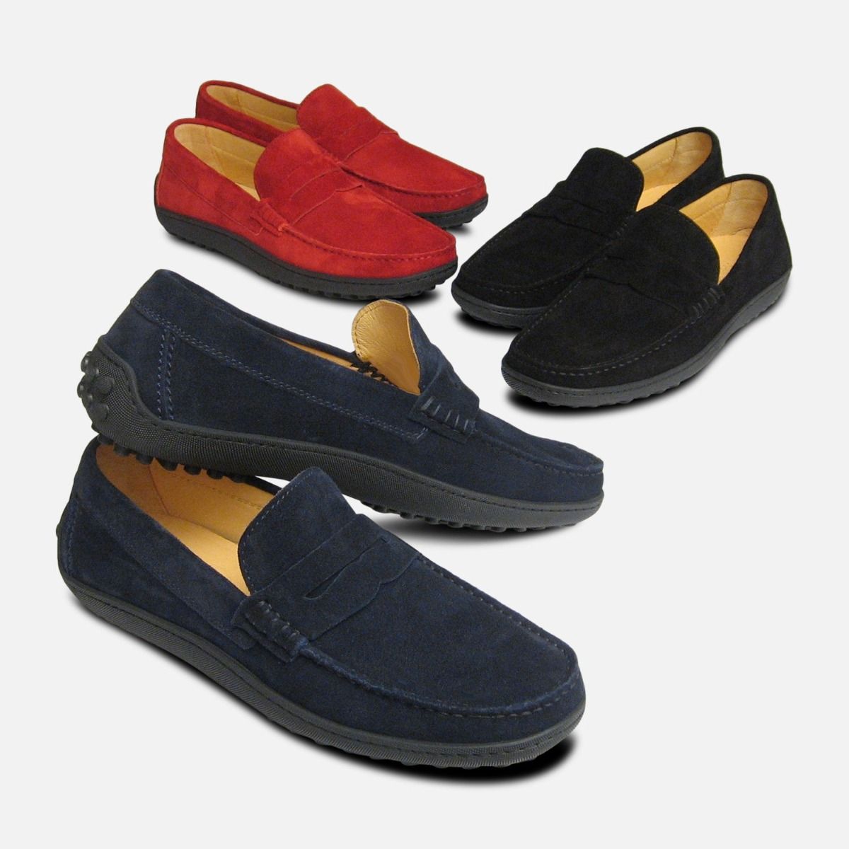 Red Suede Rubber Soled Driving Shoes