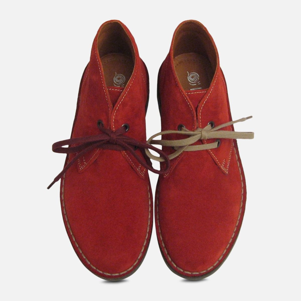 Womens Scarlet Red Suede Italian Desert Boots