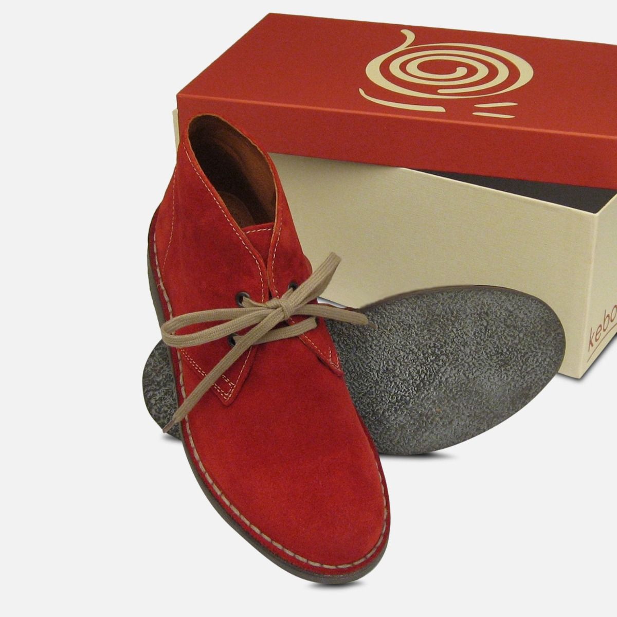 Womens Scarlet Red Suede Italian Desert Boots