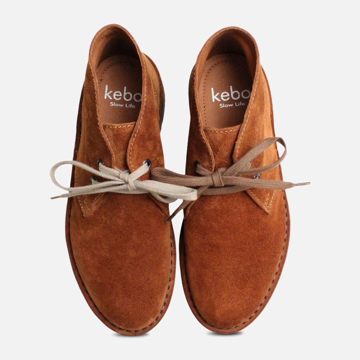 Ladies Cognac Suede Italian Desert Boots