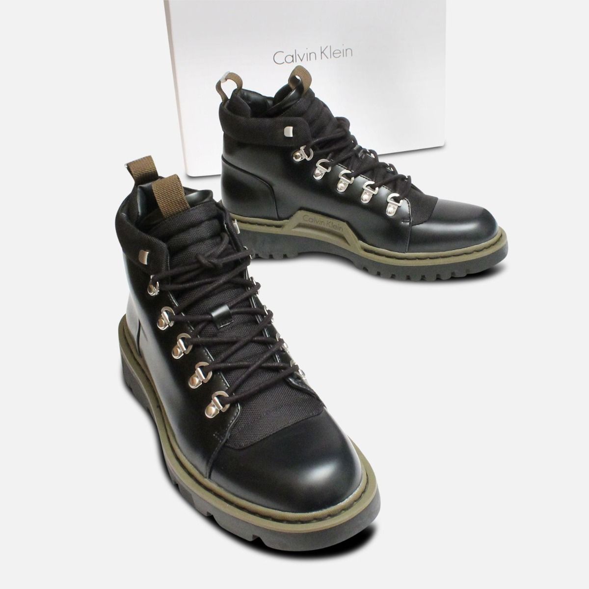 Exclusive Calvin Klein Mens Black Cargo Boots