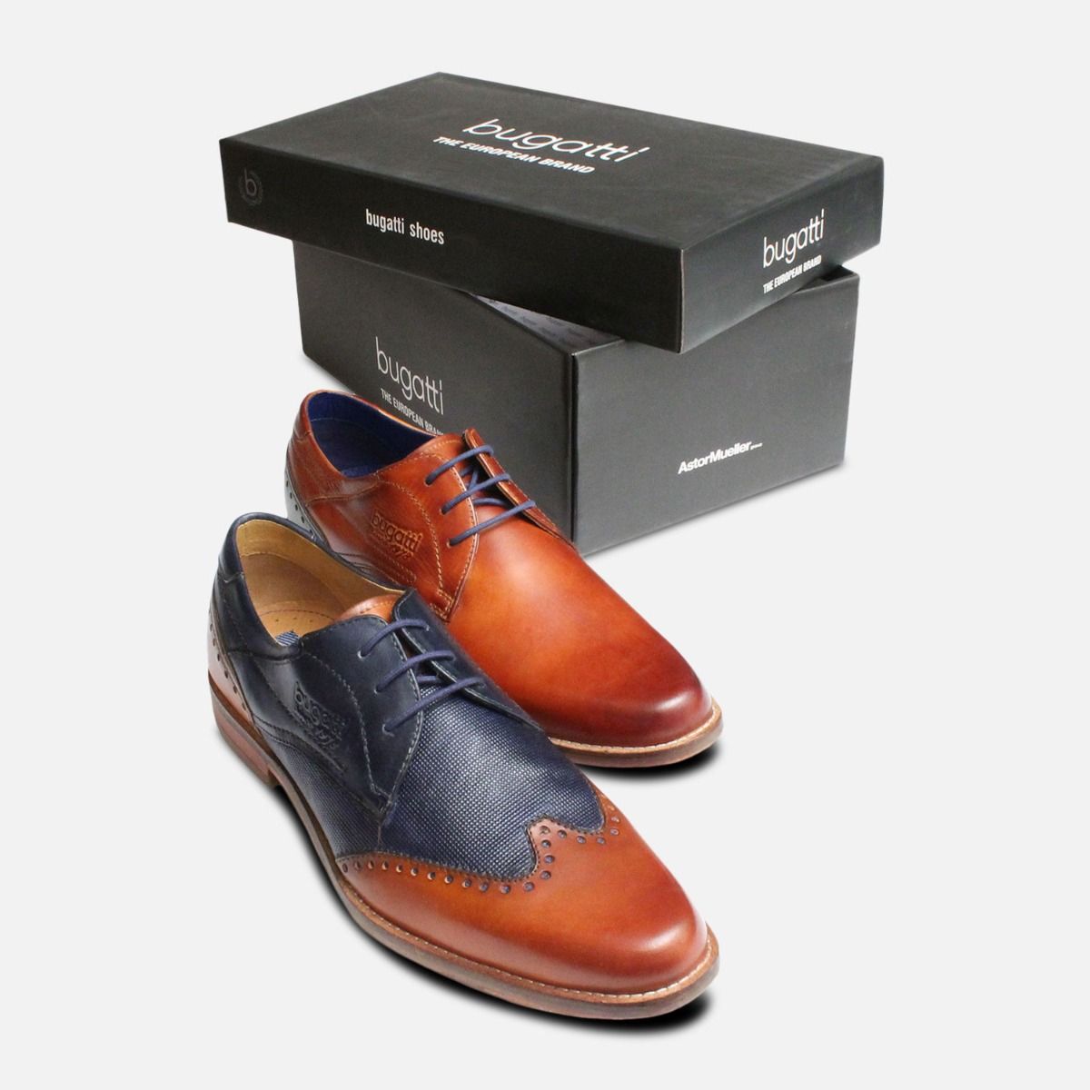 Plain Toe Light Brown Formal Mens Bugatti Shoes