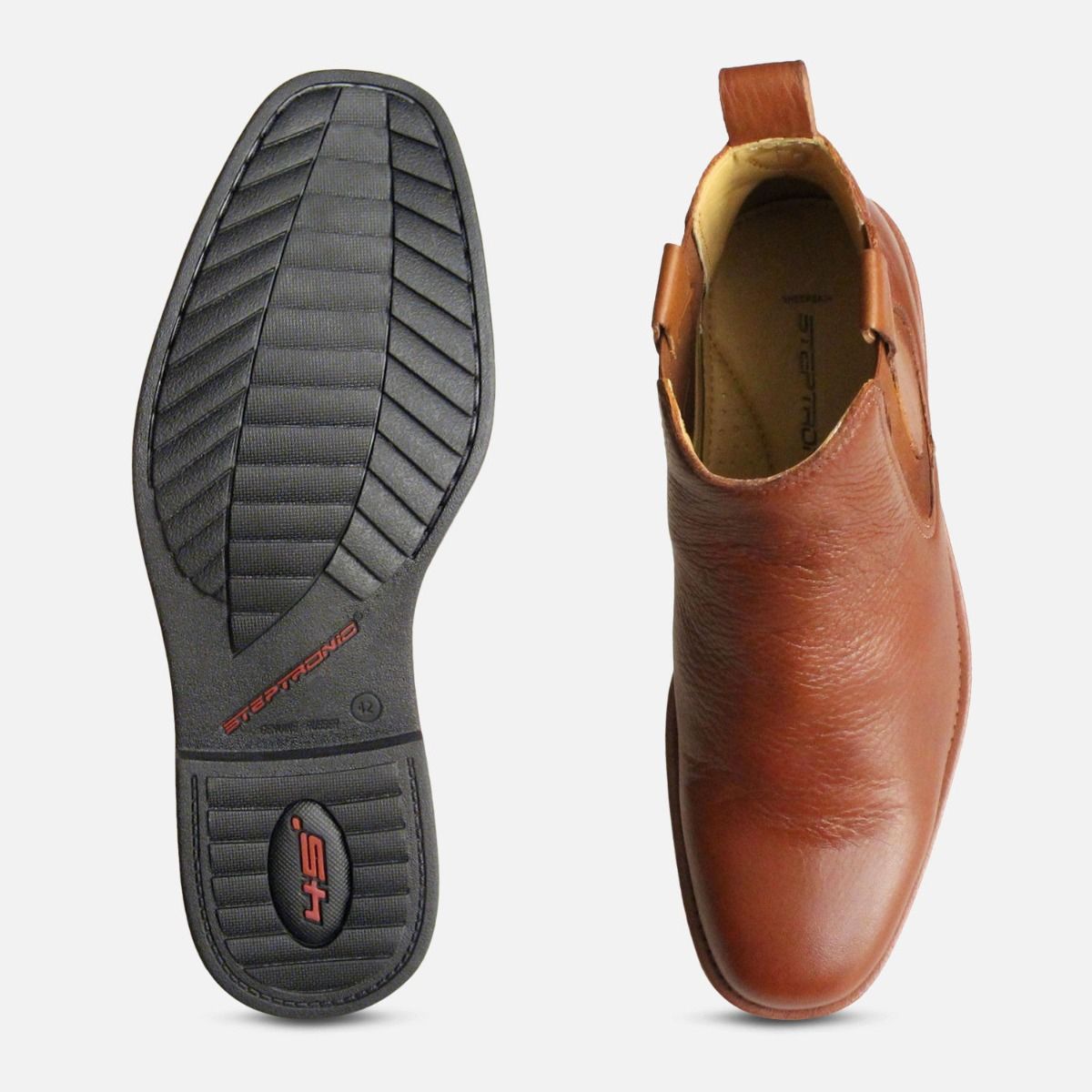 Square Toe Steptronic Aston Chelsea Boots in Tan