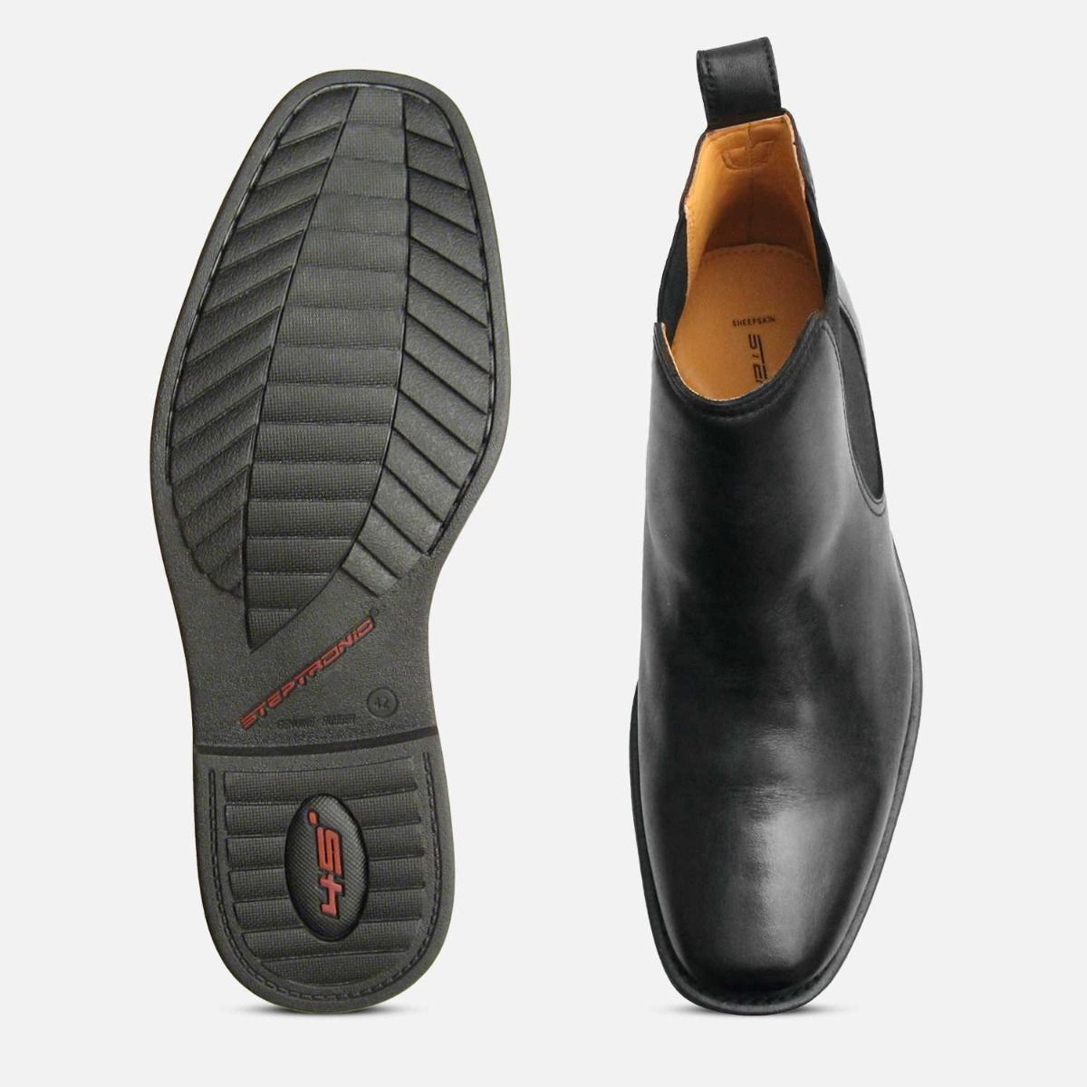 Steptronic Austin Formal Black Leather Chelsea Boots