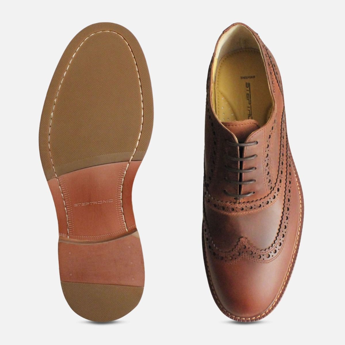 Steptronic Bath Mens Brown Wingcap Country Brogues