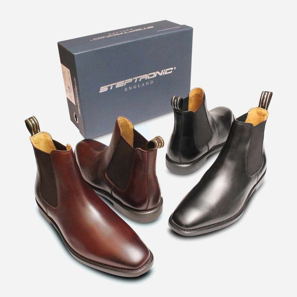 Steptronic Square Toe Designer Dark Brown Chelsea Boots